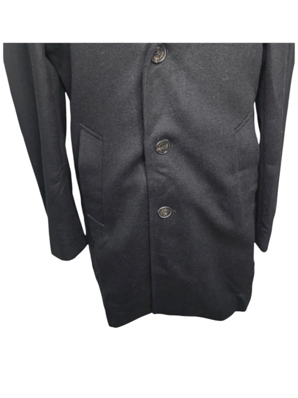 Hugo Boss Men's Black Wool Coat Size 38R Detachable Inner Rib